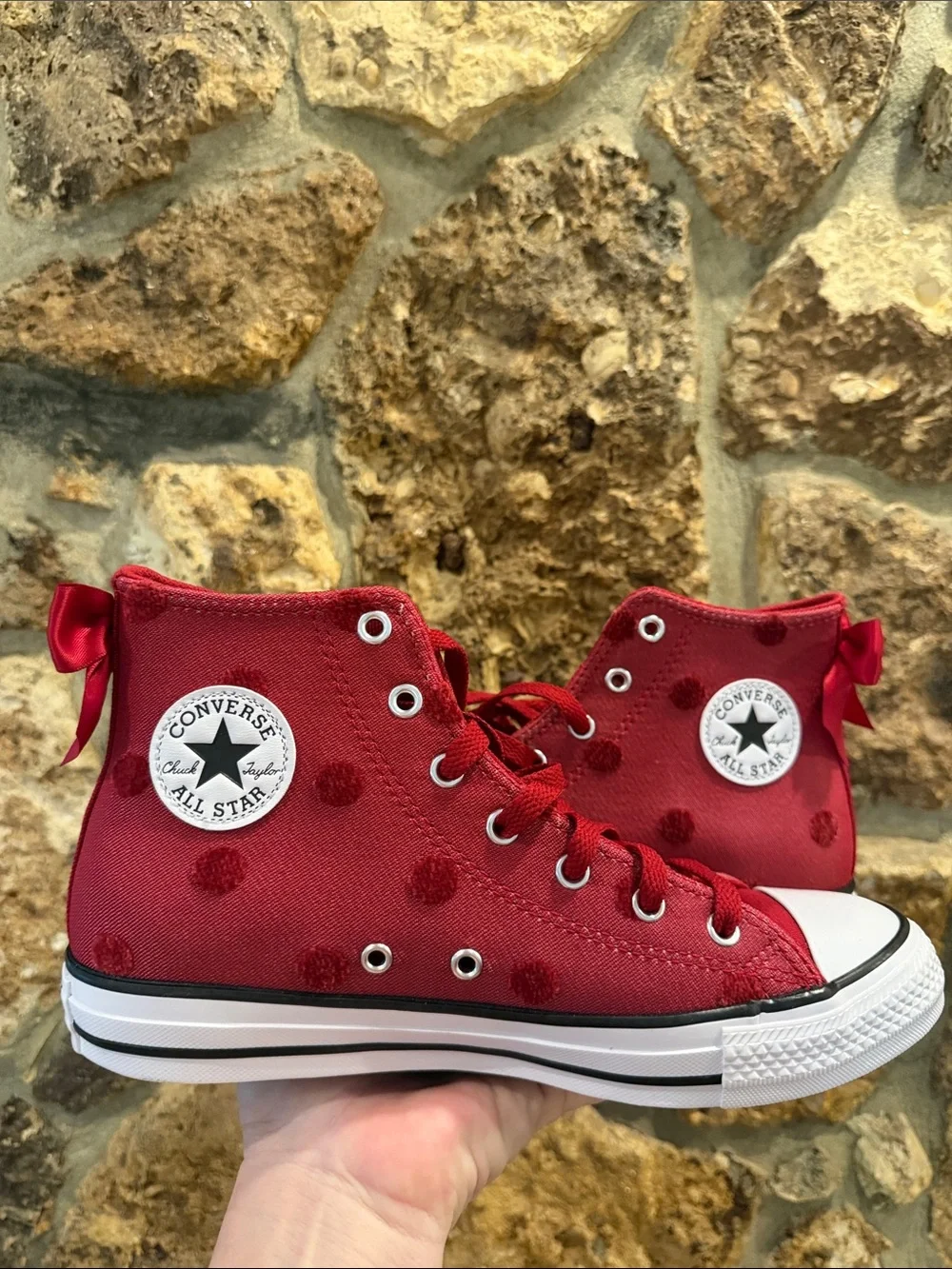 Chuck Taylor All Star High tops Polka Dots & Bow